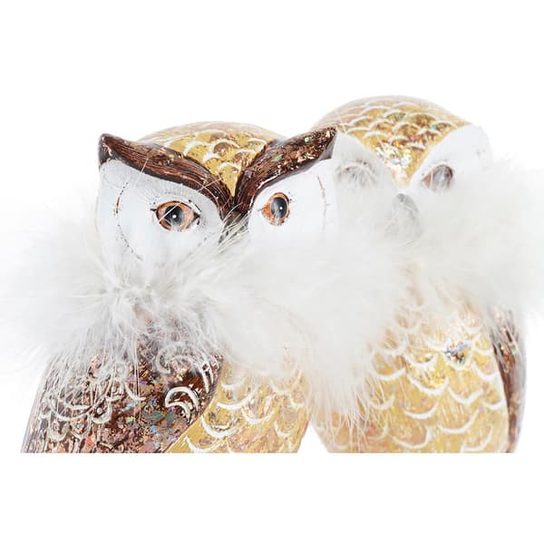 Julgranskula DKD Home Decor Uggla Harts (7,5 x 7,5 x 14 cm) (2 antal)