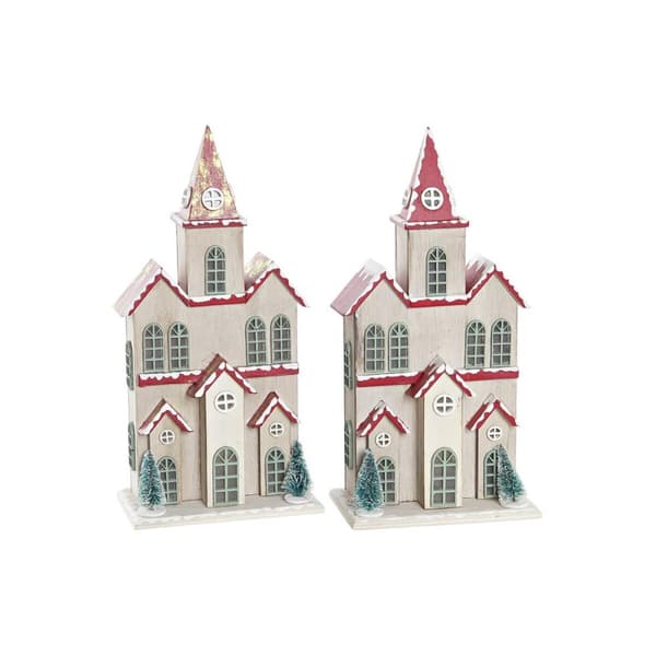 Julgranskula DKD Home Decor Hus MDF (13 x 8 x 28 cm) (2 antal)