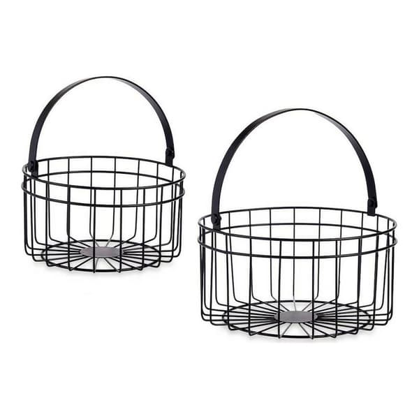 Kurv Sort Metal 25 x 27 x 25 cm (2 pcs)