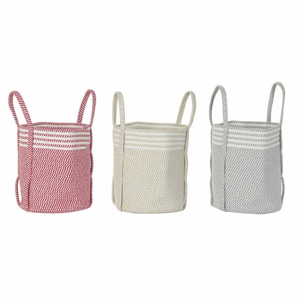 Korg DKD Home Decor Röd Beige Grå Boho 30 x 30 x 34 cm (3 antal)