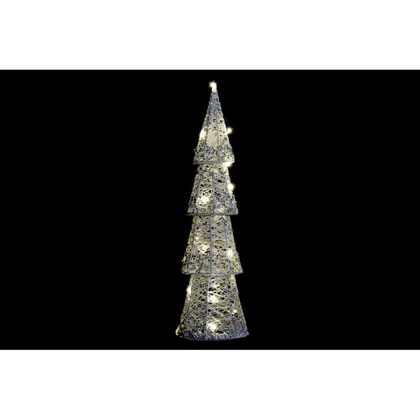 Belysning dekoration DKD Home Decor Jul Champagne Träd Vit (14 x 14 x 50 cm) (2 antal)