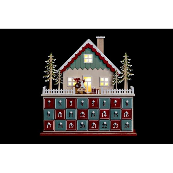 Adventskalender DKD Home Decor Trä Hus (32 x 8 x 33 cm) (2 antal)
