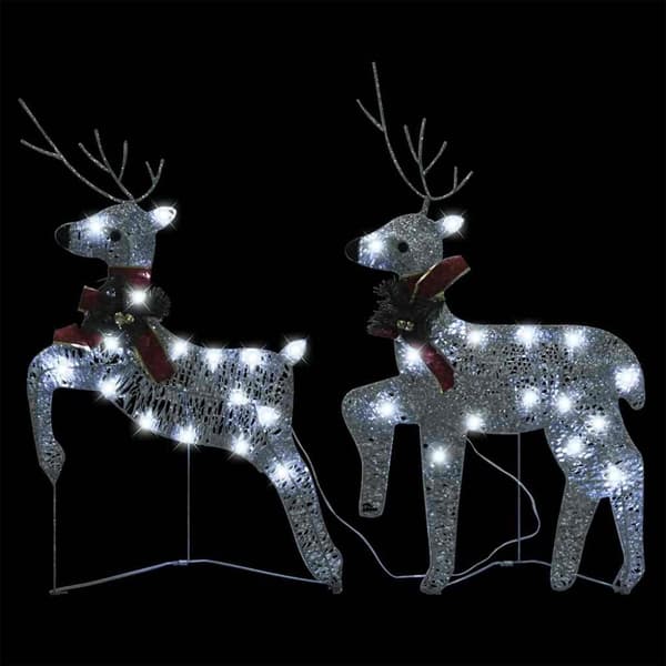 vidaXL Julrenar 2 st silver 40 lysdioder