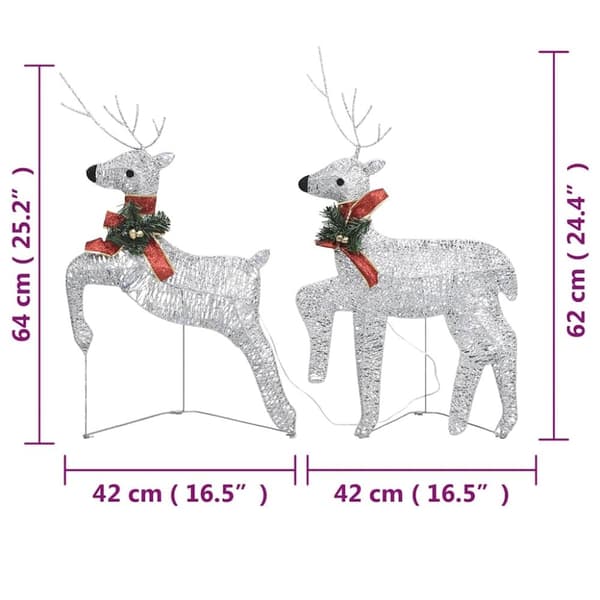 vidaXL Julrenar 2 st silver 40 lysdioder