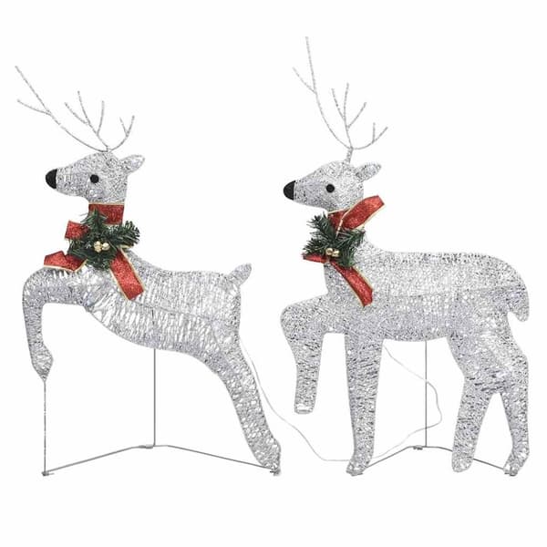 vidaXL Julrenar 2 st silver 40 lysdioder
