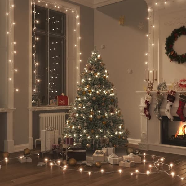 vidaXL Ljusslinga med 600 LED varmvit 60 m PVC