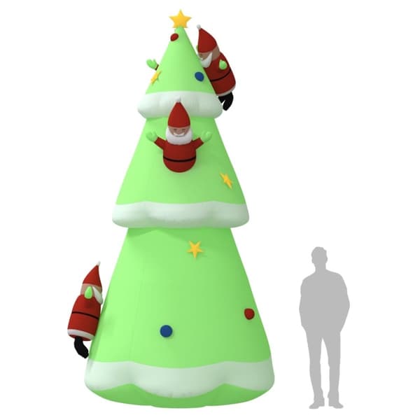 vidaXL Oppblåsbart juletre med lysdioder 500 cm