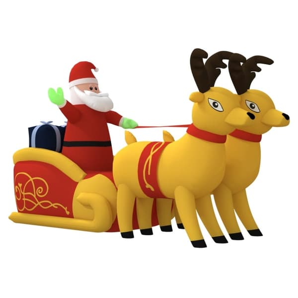 vidaXL Uppblåsbar juldekoration tomte och ren LED 130 cm
