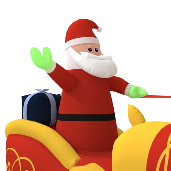 vidaXL Uppblåsbar juldekoration tomte och ren LED 130 cm