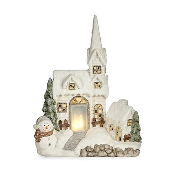 Dekorativ figur Jul LED Lys Hus 18 x 54 x 42 cm Hvid Polyesterharpisk