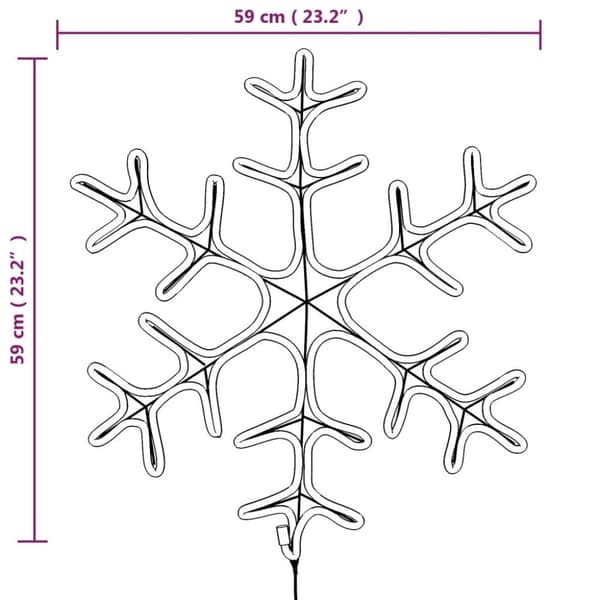 vidaXL Lumihiutale joulukoriste 144 lämpimän valk, LED-valoa 59x59 cm