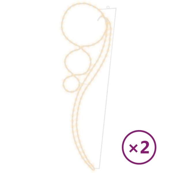 vidaXL Pallonmuotoiset valokaapelit 2 kpl lämmin valk. 111,5x35x4,5 cm