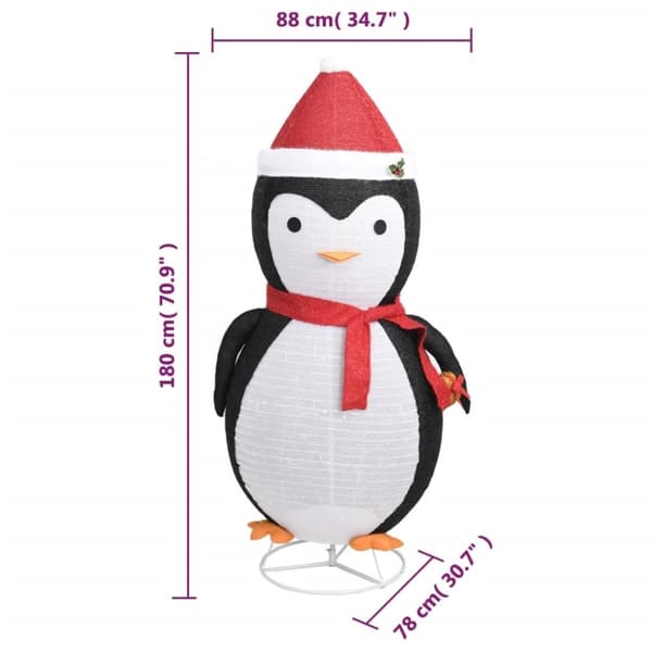 vidaXL Pingviini joulukoriste LED-valoilla ylellinen kangas 180 cm