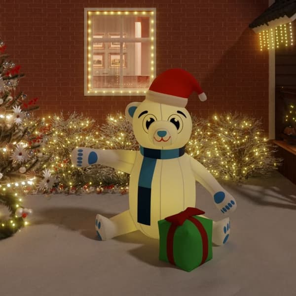 vidaXL oppustelig julebamse m. LED-lys 180 cm