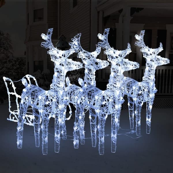 vidaXL rensdyr og kane 240 LED'er juledekoration akryl