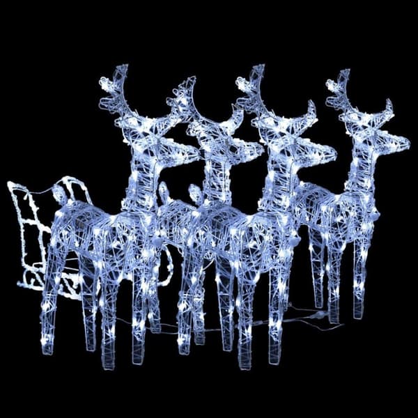 vidaXL rensdyr og kane 240 LED'er juledekoration akryl