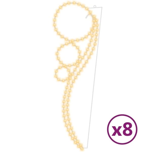 vidaXL Kuleformede taulys 8 stk varmhvit 111,5x35x4,5 cm