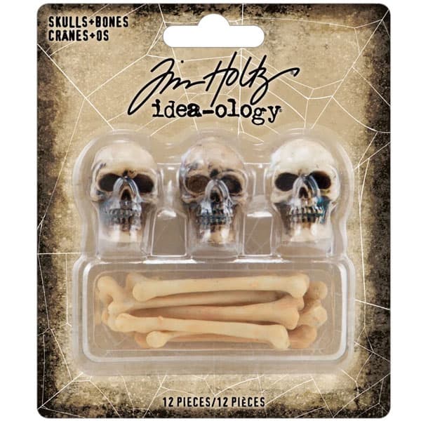 Miniatyr Halloween - Skulls and Bones - Tim Holtz - 12 delar
