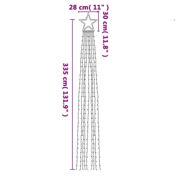 vidaXL Joulukuusen valot 320 LED-valoa sininen 375 cm