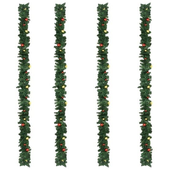 Julgirlanger 4 St Med Julkulor Grön 270 Cm Pvc