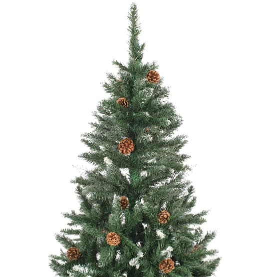 Plastgran Med Kottar Och Vitt Glitter 210 Cm