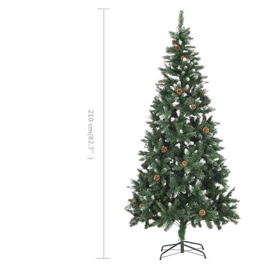 Plastgran Med Kottar Och Vitt Glitter 210 Cm