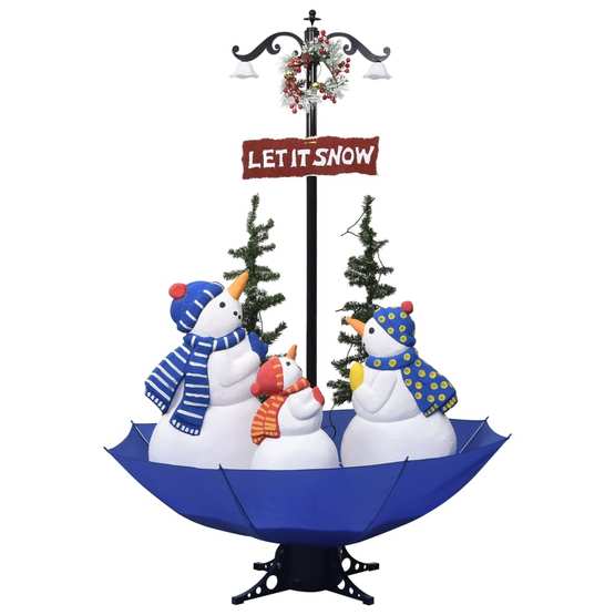 Julgran Med Snö Och Paraplybas Blå 170 Cm Pvc