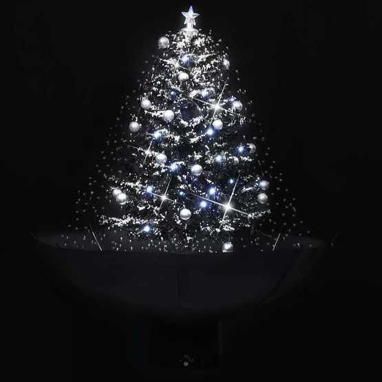 Julgran Med Snö Och Paraplybas Svart 75 Cm Pvc