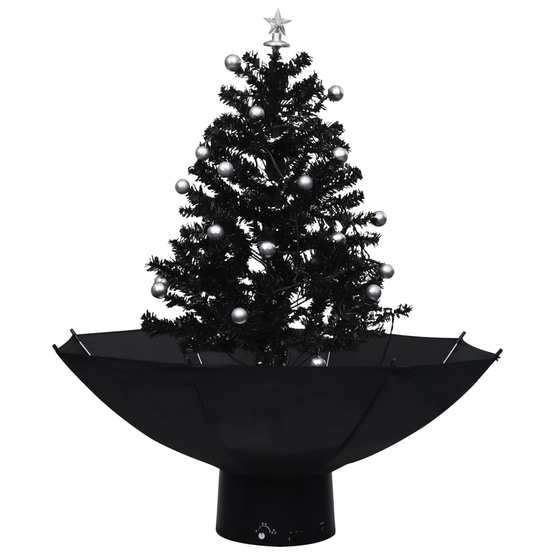Julgran Med Snö Och Paraplybas Svart 75 Cm Pvc