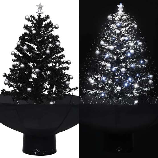 Julgran Med Snö Och Paraplybas Svart 75 Cm Pvc