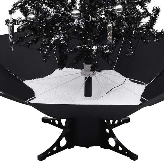 Julgran Med Snö Och Paraplybas Svart 140 Cm Pvc