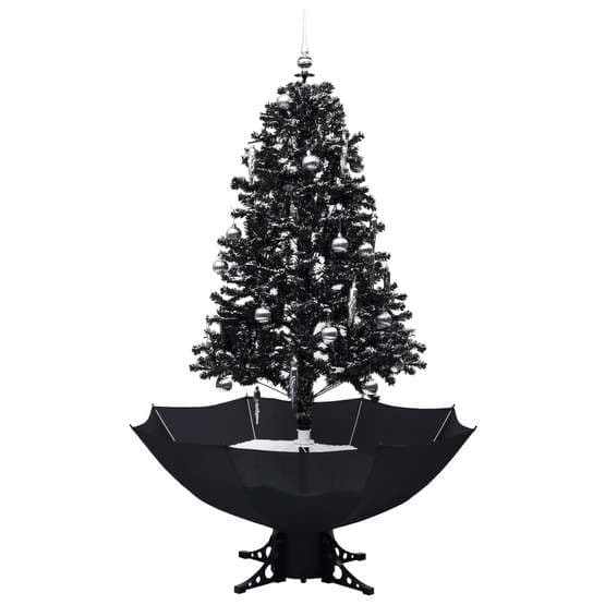 Julgran Med Snö Och Paraplybas Svart 170 Cm Pvc