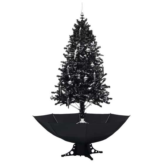 Julgran Med Snö Och Paraplybas Svart 190 Cm Pvc