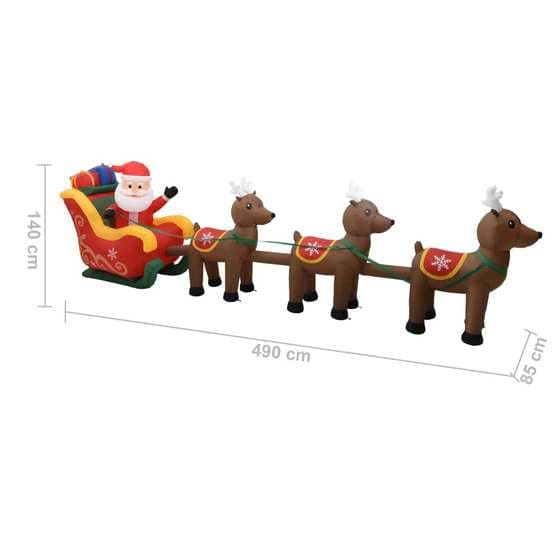 Uppblåsbar Juldekoration Tomte Och Ren Led 490 Cm