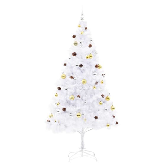 Plastgran Med Julkulor Och Leds Vit 210 Cm