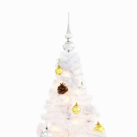 Plastgran Med Julkulor Och Leds Vit 210 Cm