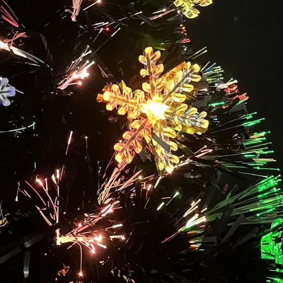 Julgran Med Led-Snöflingor Svart 64 Cm Fiberoptik