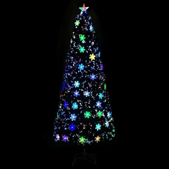 Julgran Med Led-Snöflingor Svart 240 Cm Fiberoptik