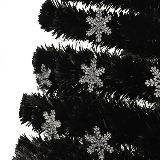 Julgran Med Led-Snöflingor Svart 240 Cm Fiberoptik