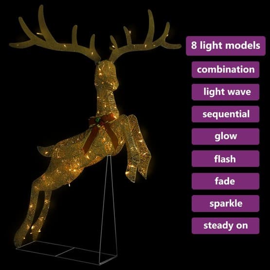 Juldekoration Flygande Ren 120 Led Guld Varmvit