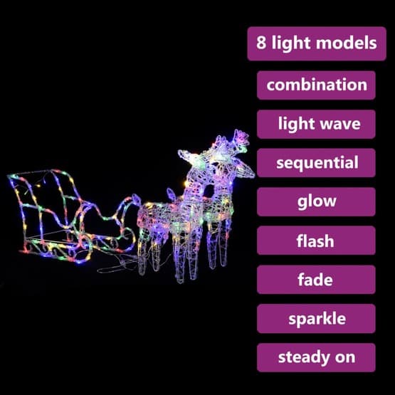 Juldekoration Renar & Släde 160 Led 130 Cm Akryl