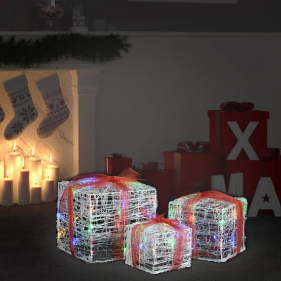 Juldekoration Julklappar Akryl 3 St Flerfärgad