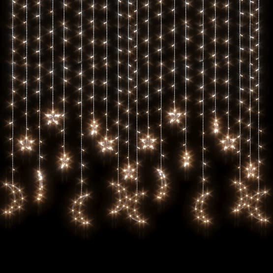 Ljusgardin Stjärnor Och Månar Fjärrkontroll 345 Led Varmvit