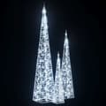 Miniatyrbild 4 av 7: Ljuskoner Led Set Akryl Kall Vit 60/90/120 Cm