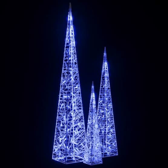 Ljuskoner Led Set Akryl Blå 60/90/120 Cm