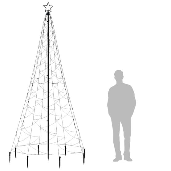 Julgran Med Metallstång 500 Led Varm Vit 3 M