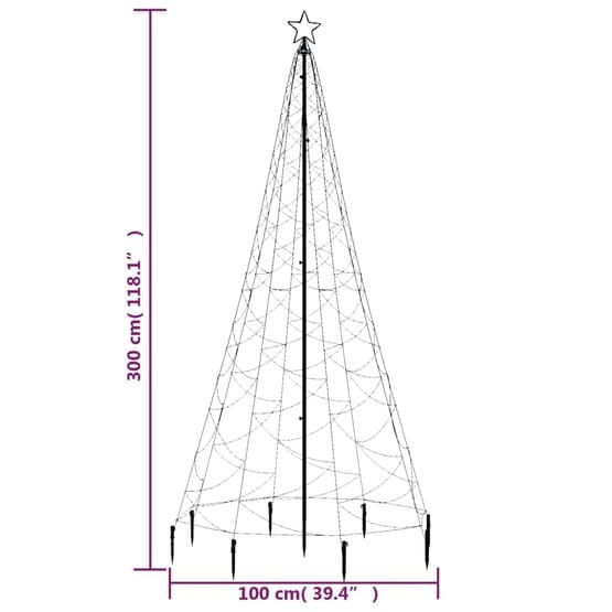Julgran Med Metallstång 500 Led Varm Vit 3 M
