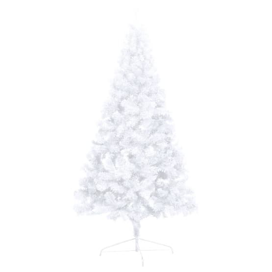 Halv Plastgran Med Led Samt Julgranskulor Vit 210 Cm