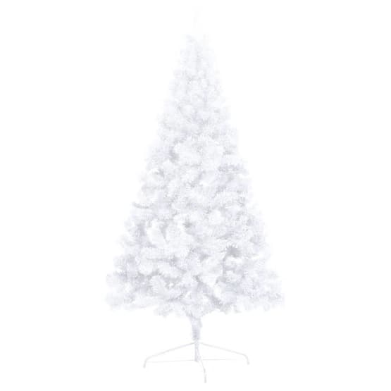 Halv Plastgran Med Led Och Julgranskulor 240 Cm Vit