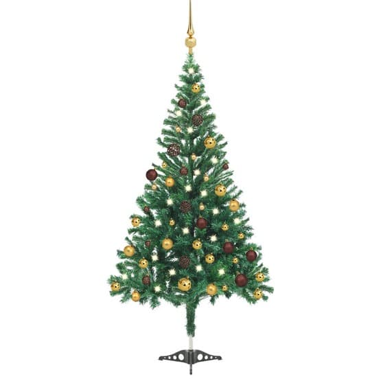 Plastgran Med 564 Grenar Led Och Julgranskulor 180 Cm